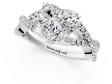 White gold Heart Solitaire Twist Band with Pavé Setting and Four-Prong Setting_29