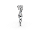 White gold Heart Solitaire Twist Band with Pavé Setting and Four-Prong Setting_32