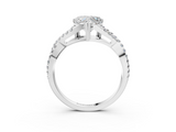 White gold Heart Solitaire Twist Band with Pavé Setting and Four-Prong Setting_36