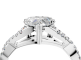 White gold Heart Solitaire Twist Band with Pavé Setting and Four-Prong Setting_37