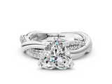 White gold Heart Solitaire Twist Band with Pave Prong Setting_46