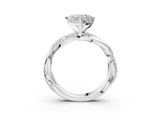 White gold Heart Solitaire Twist Band with Pave Prong Setting_53