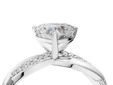 White gold Heart Solitaire Twist Band with Pave Prong Setting_54