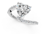 White gold Heart Solitaire Twist Band with Pave Set Diamonds and Four-Prong Setting_110