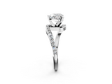 White gold Heart Solitaire Twist Band with Pave Set Diamonds and Four-Prong Setting_111