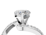 White gold Heart Solitaire Twist Band with Pave Set Diamonds and Four-Prong Setting_113