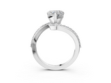 White gold Heart Solitaire Twist Band with Pave Set Diamonds and Four-Prong Setting_113