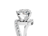 White gold Heart Solitaire Twist Band with Pave Set Diamonds and Four-Prong Setting_114