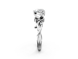 White gold Heart Solitaire Twisted Band Prong Setting Ring_223
