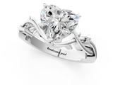 White gold Heart Solitaire Twisted Band Prong Setting Ring_223