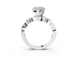 White gold Heart Solitaire Twisted Band Prong Setting Ring_224