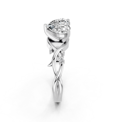 White gold Heart Solitaire Twisted Band Prong Setting Ring_39