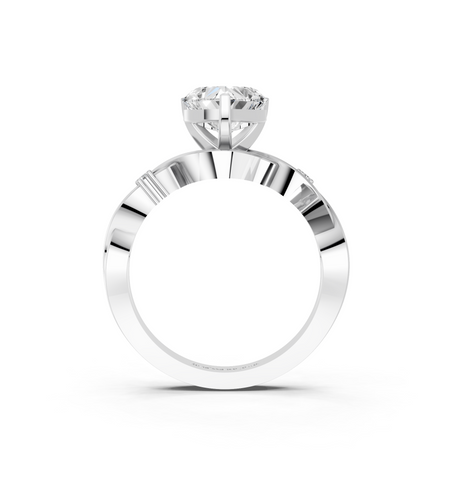 White gold Heart Solitaire Twisted Band Prong Setting Ring_40