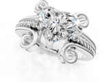 White gold Heart Solitaire Twisted Band Scroll Prong Ring_4