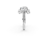 White gold Heart Solitaire Twisted Band Scroll Prong Ring_5