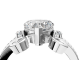 White gold Heart Solitaire Twisted Band Scroll Prong Ring_7