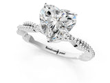 White gold Heart Solitaire Twisted Band with Bead Prong Setting_316