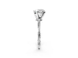 White gold Heart Solitaire Twisted Band with Bead Prong Setting_317