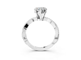 White gold Heart Solitaire Twisted Band with Bead Prong Setting_318