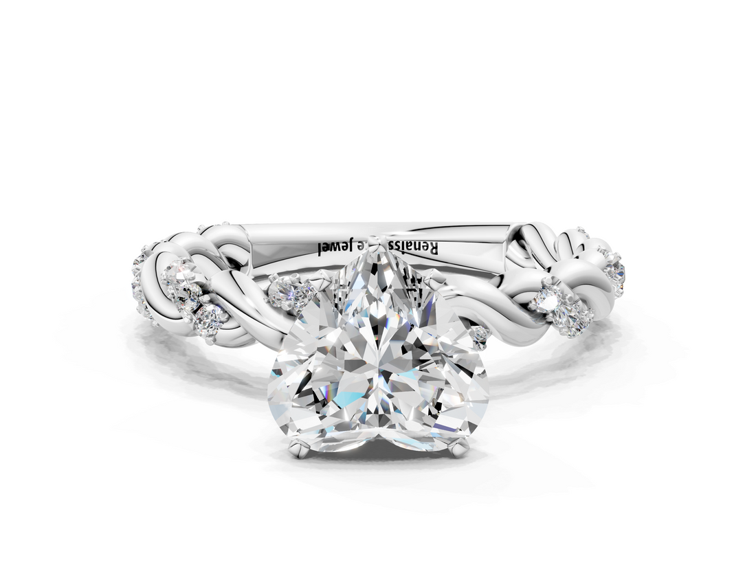 White gold Heart Solitaire Twisted Band with Pavé Accents and Four-Prong Setting_37