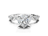 White gold Heart Solitaire Twisted Band with Prong Setting 1