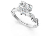 White gold Heart Solitaire Twisted Band with Prong Setting 2