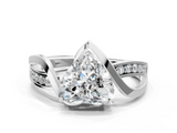 White gold Heart Solitaire Twisted Band with Prong Setting_50