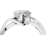 White gold Heart Solitaire Twisted Band with Prong Setting_54
