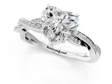 White gold Heart Solitaire Twisted Pave Diamond Ring with Four-Prong Setting_111
