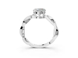 White gold Heart Solitaire Twisted Pave Diamond Ring with Four-Prong Setting_118