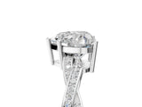 White gold Heart Solitaire Twisted Pave Diamond Ring with Four-Prong Setting_120