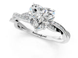 White gold Heart Solitaire Twisted Pave Diamond Ring with Four-Prong Setting_13