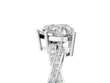 White gold Heart Solitaire Twisted Pave Diamond Ring with Four-Prong Setting_17
