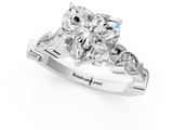White gold Heart Solitaire Vine Band with Milgrain Prong Setting_25