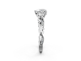White gold Heart Solitaire Vine Band with Milgrain Prong Setting_26