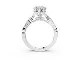 White gold Heart Solitaire Vine Band with Milgrain Prong Setting_27