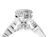White gold Heart Solitaire Vine Band with Milgrain Prong Setting_28