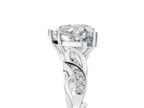 White gold Heart Solitaire Vine Band with Milgrain Prong Setting_29