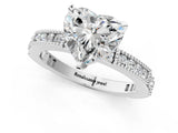 White gold Heart Solitaire with Pavé Band and Four-Prong Setting_324