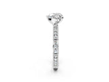 White gold Heart Solitaire with Pavé Band and Four-Prong Setting_325