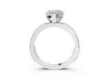 White gold Heart Solitaire with Pavé Band and Four-Prong Setting_326