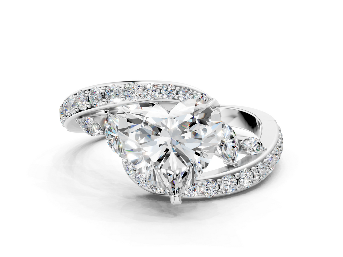 White gold Heart Solitaire with Pavé Twist Band and Four-Prong Setting_104