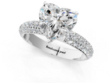 White gold Heart Solitaire with Pave Band and Four-Prong Setting_7