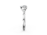 White gold Heart Solitaire with Tapered Baguette Side Stones on a Classic Band with Four-Prong Setting_130