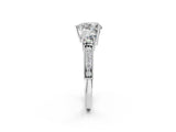 White gold Heart Three-Stone Diamond Ring with Pavé Band and Four-Prong Setting_8