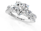 White gold Heart Three-Stone Diamond Ring with Pavé Split Shank and Four-Prong Setting_100