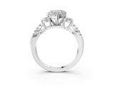 White gold Heart Three-Stone Diamond Ring with Pavé Split Shank and Four-Prong Setting_102