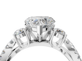 White gold Heart Three-Stone Diamond Ring with Pavé Split Shank and Four-Prong Setting_103