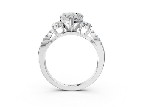 White gold Heart Three-Stone Diamond Ring with Pavé Split Shank and Four-Prong Setting_84
