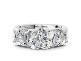 White gold Heart Three-Stone Diamond Ring with Prong Setting on a Classic Band_15